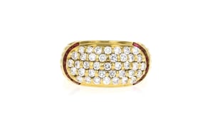 C. 1990 Vintage 1.35 ct. t.w. Diamond and .60 ct. t.w. Ruby Ring in 18kt Yellow Gold