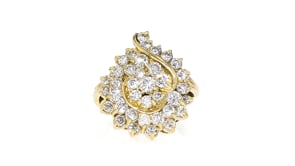 C. 1980 Vintage 2.40 ct. t.w. Diamond Swirl Ring in 14kt Yellow Gold