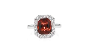 C. 1990 Vintage 3.40 Carat Red Spinel and .55 ct. t.w. Diamond Ring in 18kt White Gold