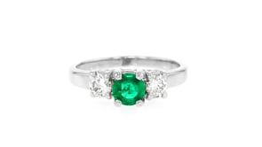 C. 2020 Vintage .40 Carat Emerald and .40 ct. t.w. Diamond Ring in 14kt White Gold