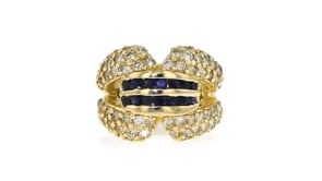 C. 1980 Vintage 3.50 ct. t.w. Diamond and 1.00 ct. t.w. Sapphire Ring in 14kt Yellow Gold