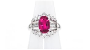 C. 2020 Vintage 1.85 Carat Pink Tourmaline and 1.47 ct. t.w. Diamond Ring in Platinum