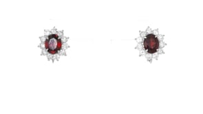 C. 1990 Vintage 1.32 ct. t.w. Garnet and 1.46 ct. t.w. Diamond Earrings in Platinum