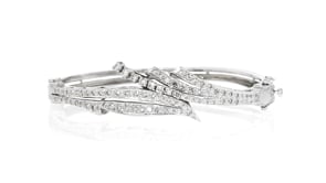 C. 1970 Vintage 1.80 ct. t.w. Diamond Bypass Bangle Bracelet in 14kt White Gold