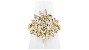 C. 1990 Vintage 2.15 ct. t.w. Diamond Cluster Ring in 14kt Yellow Gold