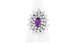 C. 1980 Vintage .65 Carat Amethyst and 1.90 ct. t.w. Diamond Ring in 14kt White Gold