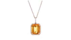 C. 1990 Vintage Effy 5.50 Carat Citrine Pendant Necklace with .25 ct. t.w. Diamonds in 14kt Rose Gold