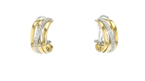 C. 1990 Vintage .35 ct. t.w. Diamond Curved Earrings in 18kt Two-Tone Gold