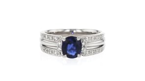 C. 2000 Vintage 1.03 Carat Sapphire Ring with .15 ct. t.w. Diamonds in Platinum
