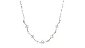 C. 1920 Vintage 1.65 ct. t.w. Diamond Scalloped Necklace in Sterling Silver and 18kt Yellow Gold