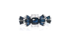 C. 2010 Vintage 1.75 ct. t.w. Sapphire and .12 ct. t.w. Diamond Bow Ring in 18kt White Gold