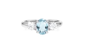 C. 2020 Vintage .68 Carat Aquamarine and .39 ct. t.w. Diamond Ring in Platinum