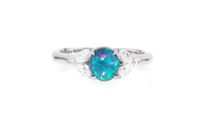 C. 2020 Vintage Black Opal Ring with .35 ct. t.w. Diamonds in Platinum