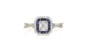 C. 2000 Vintage .66 ct. t.w. Diamond and .35 ct. t.w. Sapphire Ring in 14kt Yellow Gold