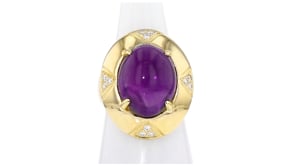 C. 1980 Vintage 13.00 Carat Amethyst Ring with .30 ct. t.w. Diamonds in 14kt Yellow Gold