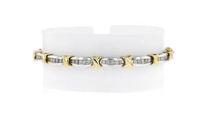 C. 1990 Vintage 1.20 ct. t.w. Diamond Bracelet in 10kt Two-Tone Gold