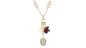 C. 2000 Vintage Gucci 26.25 ct. t.w. Garnet and 15.25 ct. t.w. Smoky Quartz Drop Necklace in 18kt Yellow Gold