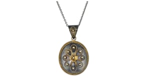 C. 2010 Vintage Castellani Sterling Silver and 18kt Yellow Gold Pendant Necklace
