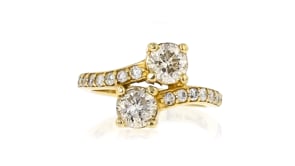 C. 1990 Vintage 1.72 ct. t.w. Diamond Bypass Ring in 14kt Yellow Gold
