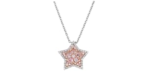 C. 2000 Vintage .88 ct. t.w. Pink and White Diamond Star Necklace in 18kt White Gold