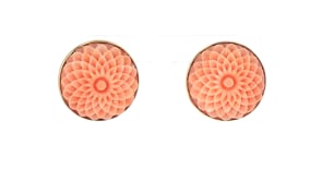 C. 1980 Vintage Coral Flower Earrings in 14kt Yellow Gold