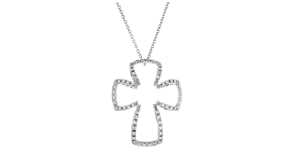 C. 2000 Vintage .60 ct. t.w. Diamond Open-Space Cross Necklace in 18kt White Gold