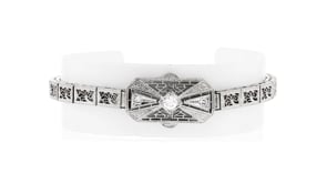 C. 1950 Vintage .30 ct. t.w. Diamond Openwork Bracelet in 14kt White Gold and Platinum