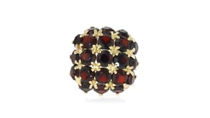 C. 1970 Vintage 6.30 ct. t.w Garnet Cluster Ring in 18kt Yellow Gold