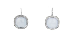 C. 2000 Vintage Blue Chalcedony Drop Earrings with .80 ct. t.w. Diamonds in 14kt White Gold