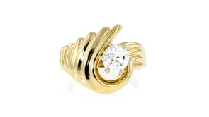 C. 1980 Vintage 1.03 Carat Diamond Scalloped Ring in 18kt Yellow Gold