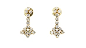 C. 1980 Vintage 1.60 ct. t.w Diamond Cluster Drop Earrings in 18kt Yellow Gold