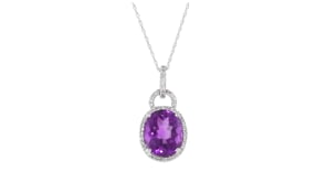 C. 1990 Vintage 3.95 Carat Amethyst and .25 ct. t.w. Diamond Pendant Necklace in 14kt White Gold