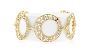 C. 1990 Vintage 18kt Two-Tone Gold Floral Circle Bracelet