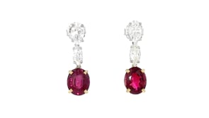 C. 2010 Vintage 5.60 ct. t.w. Pink Tourmaline and 2.80 ct. t.w. Diamond Drop Earrings in 14kt Two-Tone Gold