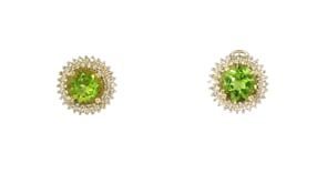 C. 2000 Vintage 5.50 ct. t.w. Peridot and 1.00 ct. t.w. Diamond Earrings in 14kt Yellow Gold