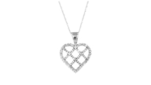 C. 1990 Vintage .60 ct. t.w. Diamond Openwork Heart Pendant Necklace in 10kt White Gold