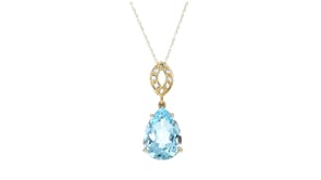 C. 1990 Vintage 11.70 ct. t.w. Swiss and Sky Blue Topaz Pendant Necklace in 14kt Yellow Gold