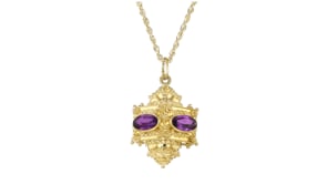 C. 1960 Vintage 8.40 ct. t.w. Amethyst Fancy Pendant Necklace in 18kt Yellow Gold