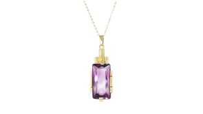 C. 1970 Vintage 10.00 Carat Amethyst Pendant Necklace in 10kt Yellow Gold