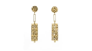 C. 1980 Vintage 14kt Yellow Gold Openwork Drop Earrings