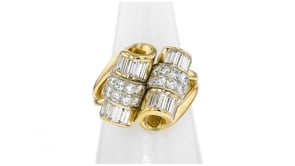 C. 1980 Vintage 2.20 ct. t.w. Diamond Scroll Ring in 14kt Yellow Gold