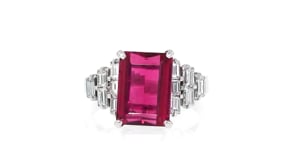 C. 2000 Vintage 4.00 Carat Pink Tourmaline and .75 ct. t.w. Diamond Ring in 14kt White Gold
