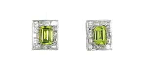 C. 1990 Vintage 2.00 ct. t.w. Peridot and 1.15 ct. t.w. Diamond Earrings in 10kt White Gold