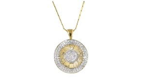 C. 1990 Vintage 1.45 ct. t.w. Diamond Circle Pendant Necklace in 14kt Two-Tone Gold