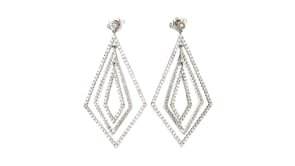 C. 1990 Vintage 3.10 ct. t.w. Diamond Geometric Drop Earrings in 18kt White Gold