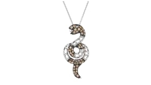 C. 2000 Vintage Le Vian .81 ct. t.w. Brown and White Diamond Snake Pendant Necklace in 14kt White Gold