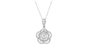 C. 2000 Vintage 1.30 ct. t.w. Diamond Flower Pendant Necklace in 18kt White Gold