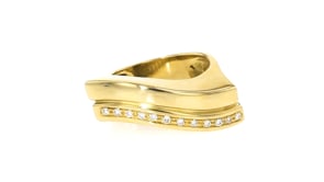 C. 1990 Vintage .12 ct. t.w. Diamond Wave Ring in 18kt Yellow Gold