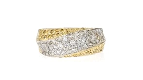 C. 1990 Vintage 1.60 ct. t.w. White and Yellow Diamond Band Ring in 18kt Yellow Gold