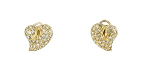 C. 1980 Vintage 1.80 ct. t.w. Diamond Heart Earrings in 14kt Yellow Gold